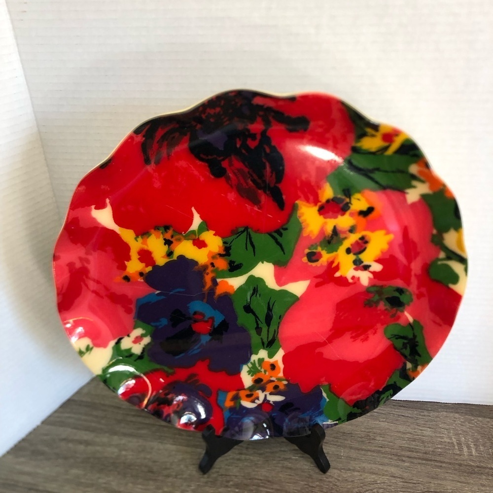Vtg Floral Print Fabric Platter